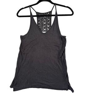 Old Navy‎ Crochet Racerback Tank XS Y2K Fairy Grunge Black Indie